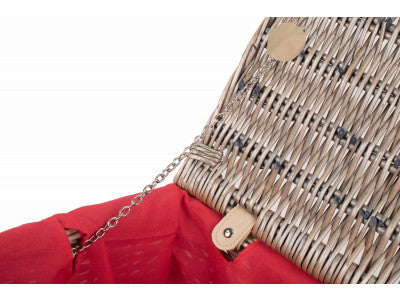 "Basket, 16" ANTIQUE WASH HAMPER with RED LINING"