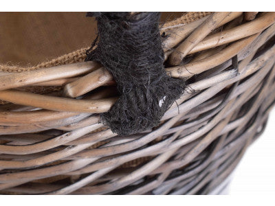 Basket, LARGE ROUND TRIPLE TONE CHUNKY STORAGE BASKET with LINING