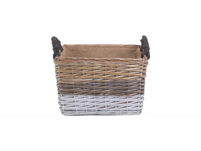Basket, LARGE RECTANGULAR TRIPLE TONE CHUNKY STORAGE BASKET with LINING