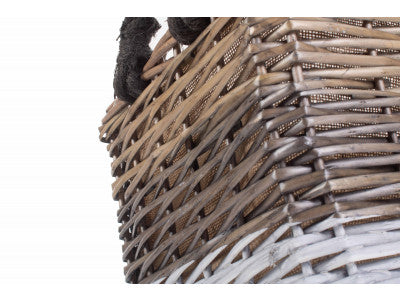 Basket, LARGE RECTANGULAR TRIPLE TONE CHUNKY STORAGE BASKET with LINING