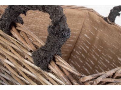 Basket, LARGE RECTANGULAR TRIPLE TONE CHUNKY STORAGE BASKET with LINING