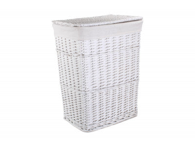 Basket, Set of 5 WHITE WICKER BATHROOM LINEN LAUNDRY 