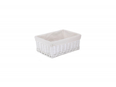 Basket, Set of 5 WHITE WICKER BATHROOM LINEN LAUNDRY 