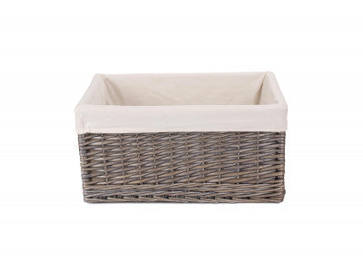 Basket, JUMBO ANTIQUE WASH STORAGE BASKET with WHITE LINING 