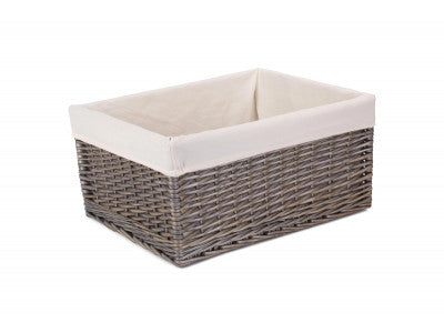 Basket, JUMBO ANTIQUE WASH STORAGE BASKET with WHITE LINING 
