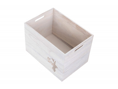 Basket, REINDEER CUT-OUT WOODEN BOX