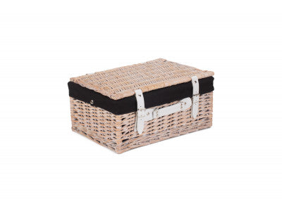 "Basket, 16" WHITE HAMPER with BLACK LINING"