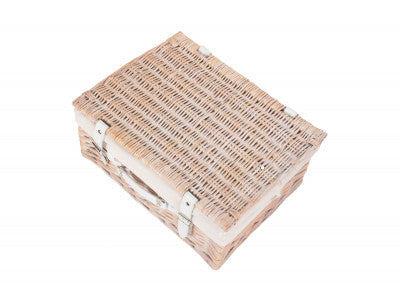 "Basket, 16" WHITE HAMPER with WHITE LINING"