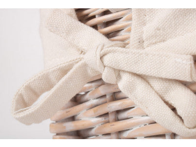 "Basket, 16" WHITE HAMPER with WHITE LINING"