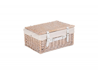 "Basket, 16" WHITE HAMPER with WHITE LINING"