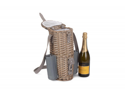 Basket, SINGLE BOTTLE & 2 CHAMPAGNE GLASS CARRIER with SHOULDER STRAP