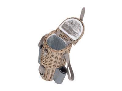 Basket, SINGLE BOTTLE & 2 CHAMPAGNE GLASS CARRIER with SHOULDER STRAP