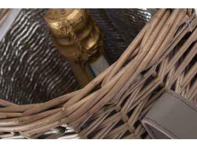 Basket, SINGLE BOTTLE & 2 CHAMPAGNE GLASS CARRIER with SHOULDER STRAP