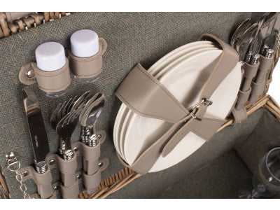 Basket, 4 PERSON GREY TWEED HAMPER