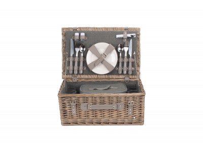 Basket, 4 PERSON GREY TWEED HAMPER