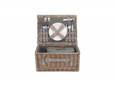 Basket, 2 PERSON GREY TWEED HAMPER