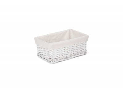 Basket, MEDIUM WHITE WICKER STORAGE BASKET