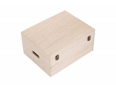 "Basket, 16" UNVARNISHED WOODEN BOX"
