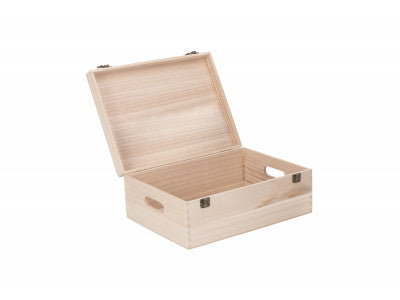 "Basket, 14" UNVARNISHED WOODEN BOX"
