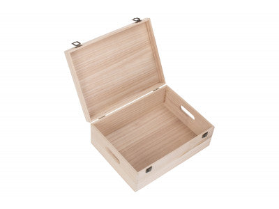 "Basket, 14" UNVARNISHED WOODEN BOX"