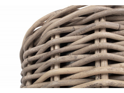 Basket, Set of 2 RATTAN ROUND PLANTER with PLASTIC LINING 