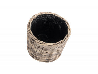Basket, MEDIUM RATTAN ROUND PLANTER with PLASTIC LINING