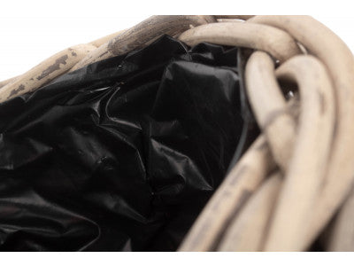 Basket, MEDIUM RATTAN ROUND PLANTER with PLASTIC LINING