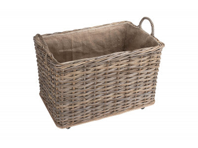 Basket, LARGE WHEELED RATTAN CORDURA LINED LOG BASKET