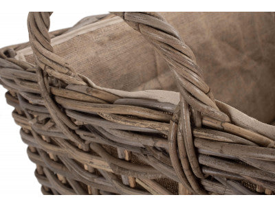 Basket, LARGE WHEELED RATTAN CORDURA LINED LOG BASKET