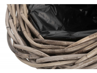 Basket, Set of 2 TAPERED RATTAN ROUND PLANTER with PLASTIC LINING 