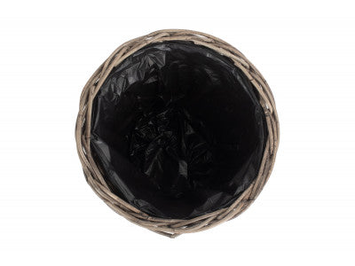Basket, SMALL TAPERED RATTAN ROUND PLANTER with PLASTIC LINING