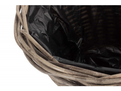 Basket, SMALL TAPERED RATTAN ROUND PLANTER with PLASTIC LINING