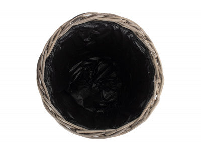 Basket, LARGE TAPERED RATTAN ROUND PLANTER with PLASTIC LINING