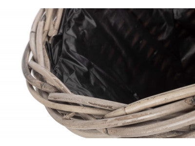 Basket, LARGE TAPERED RATTAN ROUND PLANTER with PLASTIC LINING