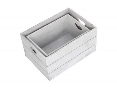 Basket, Set of 2 VINTAGE HEART CUT-OUT CRATE 