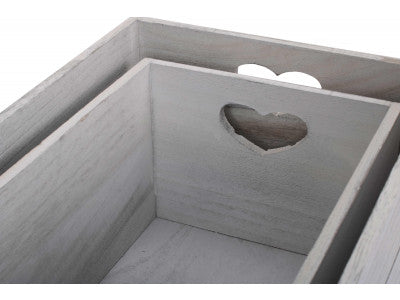 Basket, Set of 2 VINTAGE HEART CUT-OUT CRATE 