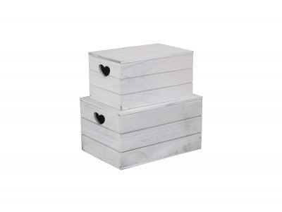 Basket, Set of 2 VINTAGE HEART CUT-OUT BOX 