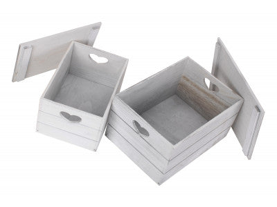 Basket, Set of 2 VINTAGE HEART CUT-OUT BOX 
