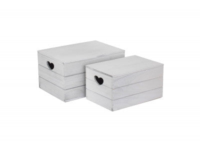 Basket, Set of 2 VINTAGE HEART CUT-OUT BOX 