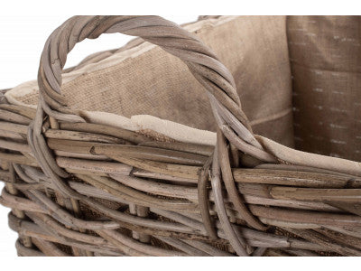 Basket, SMALL WHEELED RATTAN CORDURA LINED LOG BASKET