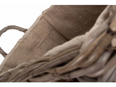 Basket, SMALL WHEELED RATTAN CORDURA LINED LOG BASKET