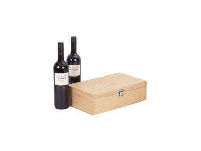 Basket, TWO BOTTLE CLEAR VARNISH WOODEN BOX