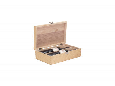 Basket, TWO BOTTLE CLEAR VARNISH WOODEN BOX