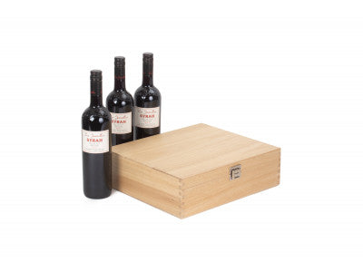 Basket, THREE BOTTLE CLEAR VARNISH WOODEN BOX