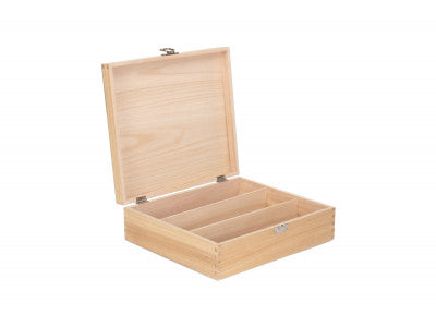 Basket, THREE BOTTLE CLEAR VARNISH WOODEN BOX