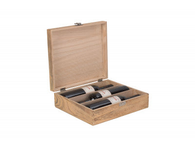 Basket, THREE BOTTLE OAK EFFECT WOODEN BOX