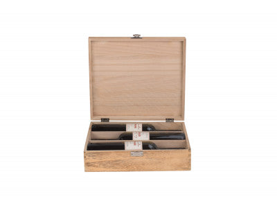 Basket, THREE BOTTLE OAK EFFECT WOODEN BOX