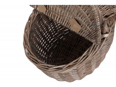 Basket, SMALL ANTIQUE WASH FINISH OVAL PICNIC BASKET