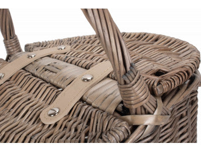 Basket, SMALL ANTIQUE WASH FINISH OVAL PICNIC BASKET