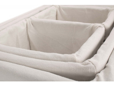 Basket, Set of 4 ANTIQUE WASH FINISH TRAY with LINING 